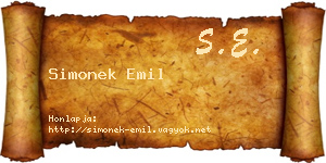 Simonek Emil névjegykártya